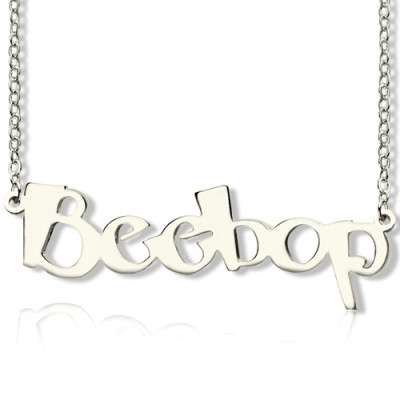 Solid White Gold Personalized Beetle font Letter Name Necklace