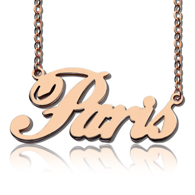 Paris Hilton Style Name Necklace 18ct Solid Rose Gold Plated