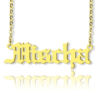 Mischa Barton Old English Font Name Necklace 18ct Gold