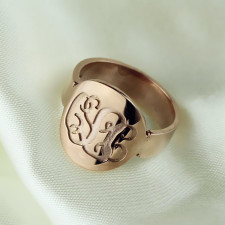 Engraved Script Rose Gold Monogram Ring | Crafting Your Story
