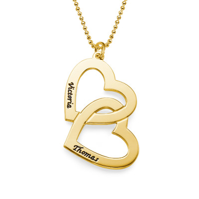 18CT Personalized Gold Plated Heart in Heart Necklace