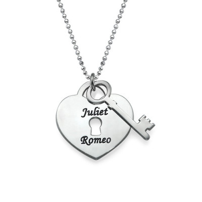 Personalized Heart Lock with Key Pendant