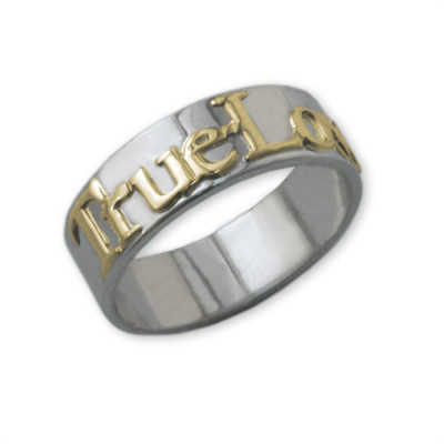 Personalized Promise Ring in 18ct Gold and Silver