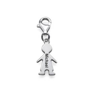 Personalized Silver Boy Pendant on Lobster Clasp
