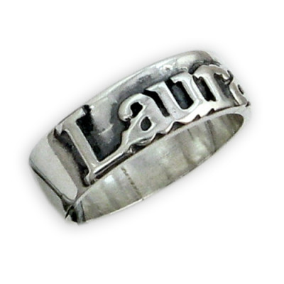 Personalized Silver on Silver Name Ring