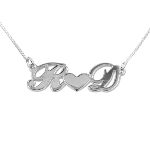 Personalized Silver Couples Heart Necklace
