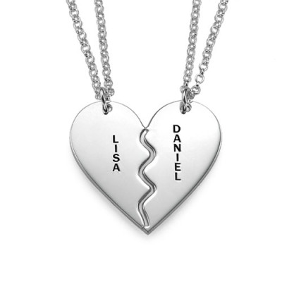 Personalized Silver Breakable Heart Necklaces