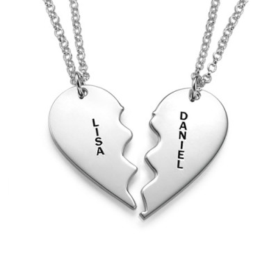 Personalized Silver Breakable Heart Necklaces
