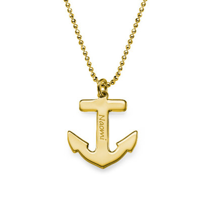 18ct Gold Sterling Silver Anchor Necklace