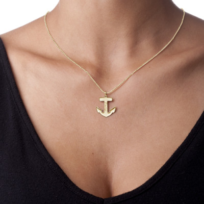 18ct Gold Sterling Silver Anchor Necklace