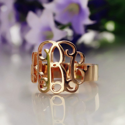 Personalized Rose Gold Monogram Ring