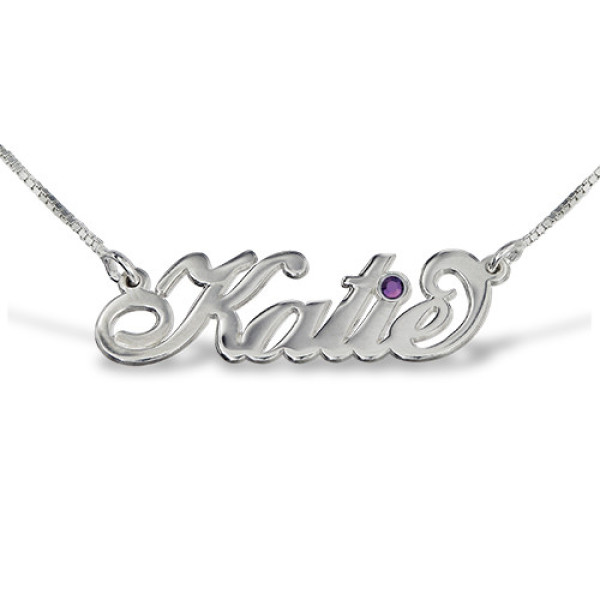 Silver "Carrie" Style Swarovski Name Necklace