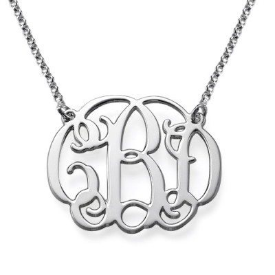 Silver Celebrity Style Monogram Necklace