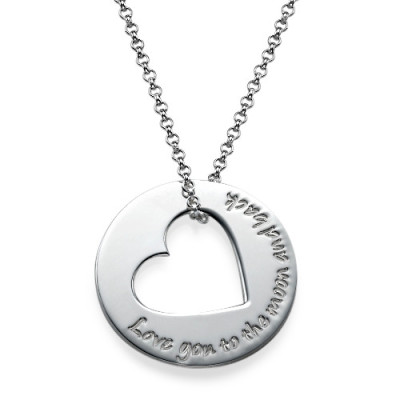 Silver Engraved Necklace with Heart Cut Out
