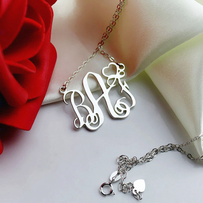 Personalized Initial Monogram Necklace With Heart Srerling Silver