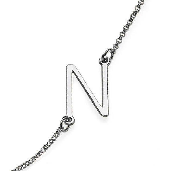 Silver Side Initial Necklace