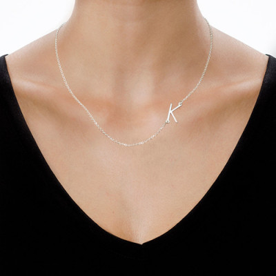 Silver Side Initial Necklace