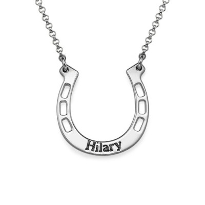 Sterling Silver Engraved Horseshoe Necklace