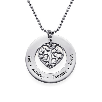 Gifts for Mum - Heart Family Tree Necklace