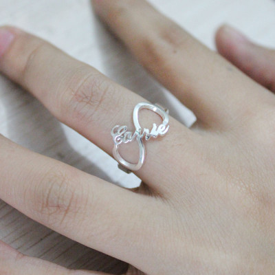 Personalized Infinity Nameplate Ring Sterling Silver