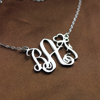Personalized Initial Monogram Necklace With Heart Srerling Silver
