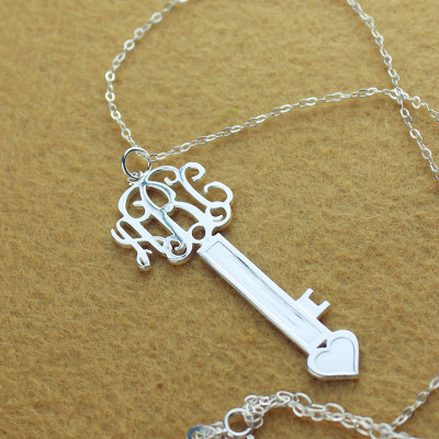 Personalized Key Necklace Sterling Silver with Monogram
