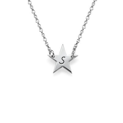 Sterling Silver Star Initial Necklace