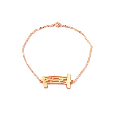 Personal Rose Gold Plated 925 Silver 3 Initials Monogram Bracelet
