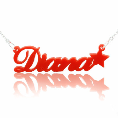 Acrylic Carrie Name Necklace with A Star