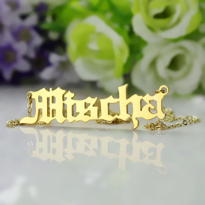 Mischa Barton Old English Font Name Necklace 18ct Gold