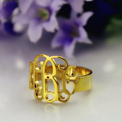 Solid Gold Personalized Monogram Ring