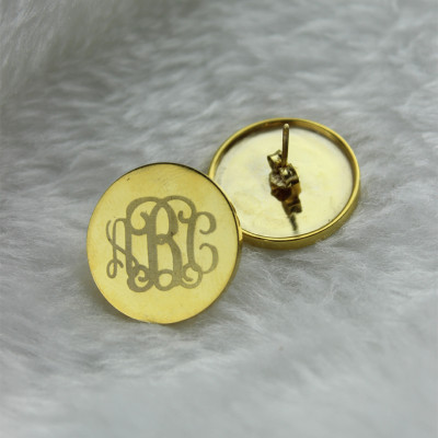 Circle Monogram 3 Initial Earrings Name Earrings 18ct Gold