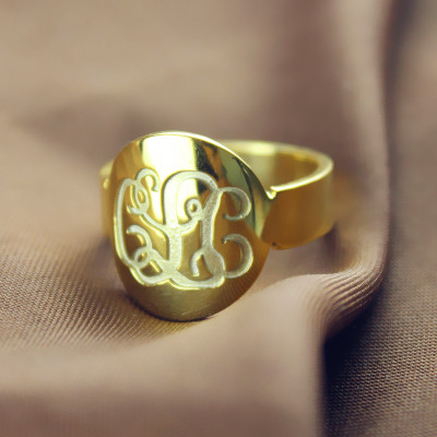 Solid Gold Engraved Monogram Itnitial Ring