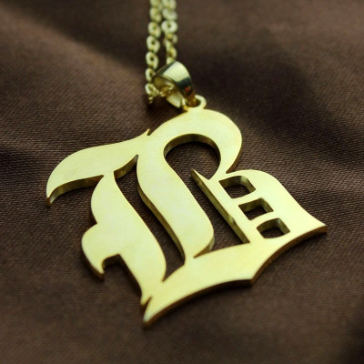 Solid 18ct Gold Old English Style Single Initial Name Necklace