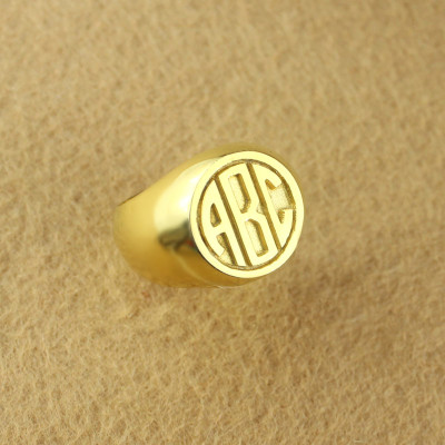 Customised Signet Ring with Block Monogram 18ct Gold