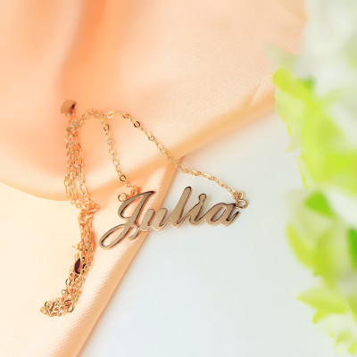 Solid Rose Gold Plated Julia Style Name Necklace