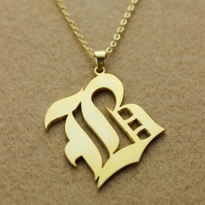 Solid 18ct Gold Old English Style Single Initial Name Necklace