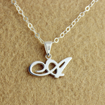 Personalized Madonna Style Initial Necklace Solid White Gold