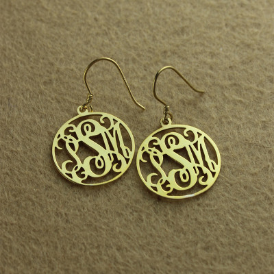 18ct Gold Personalized Circle Monogram Earring
