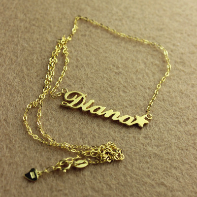18ct Gold Carrie Style Name Necklace With Star