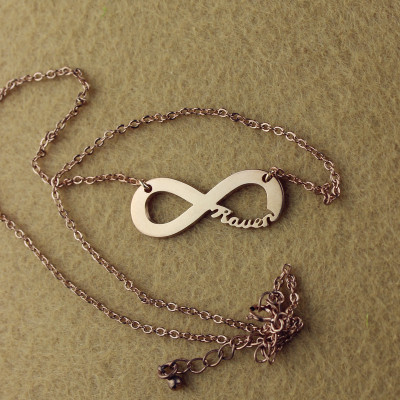 Solid Rose Gold 18ct Infinity Name Necklace