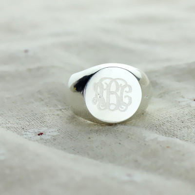 Signet Ring Sterling Silver Engraved Monogram