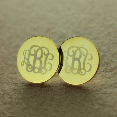 Circle Monogram 3 Initial Earrings Name Earrings 18ct Gold