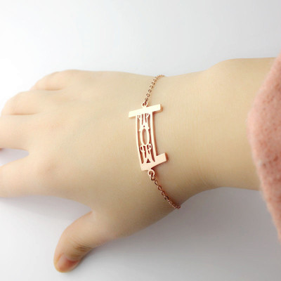 Personal Rose Gold Plated 925 Silver 3 Initials Monogram Bracelet