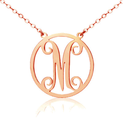 Solid Rose Gold 18ct Single Initial Circle Monogram Necklace