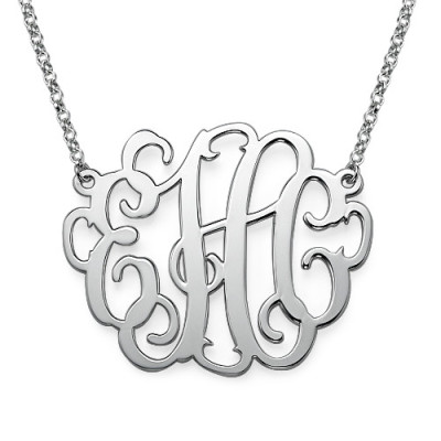 2 Inch Silver Large Monogrammed Necklace
