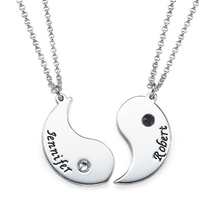 Yin Yang Necklace for Couples Engraved