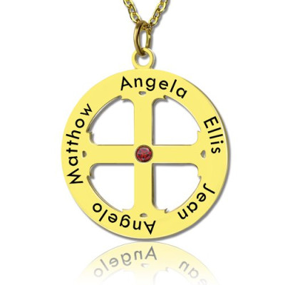 Cross Name Necklace with Circle Frame 18ct Gold 925 Silver