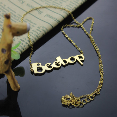 Solid Gold 18ct Personalized Beetle font Letter Name Necklace