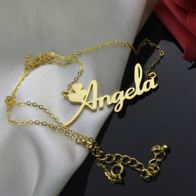 Personalized Solid Gold Fiolex Girls Fonts Heart Name Necklace